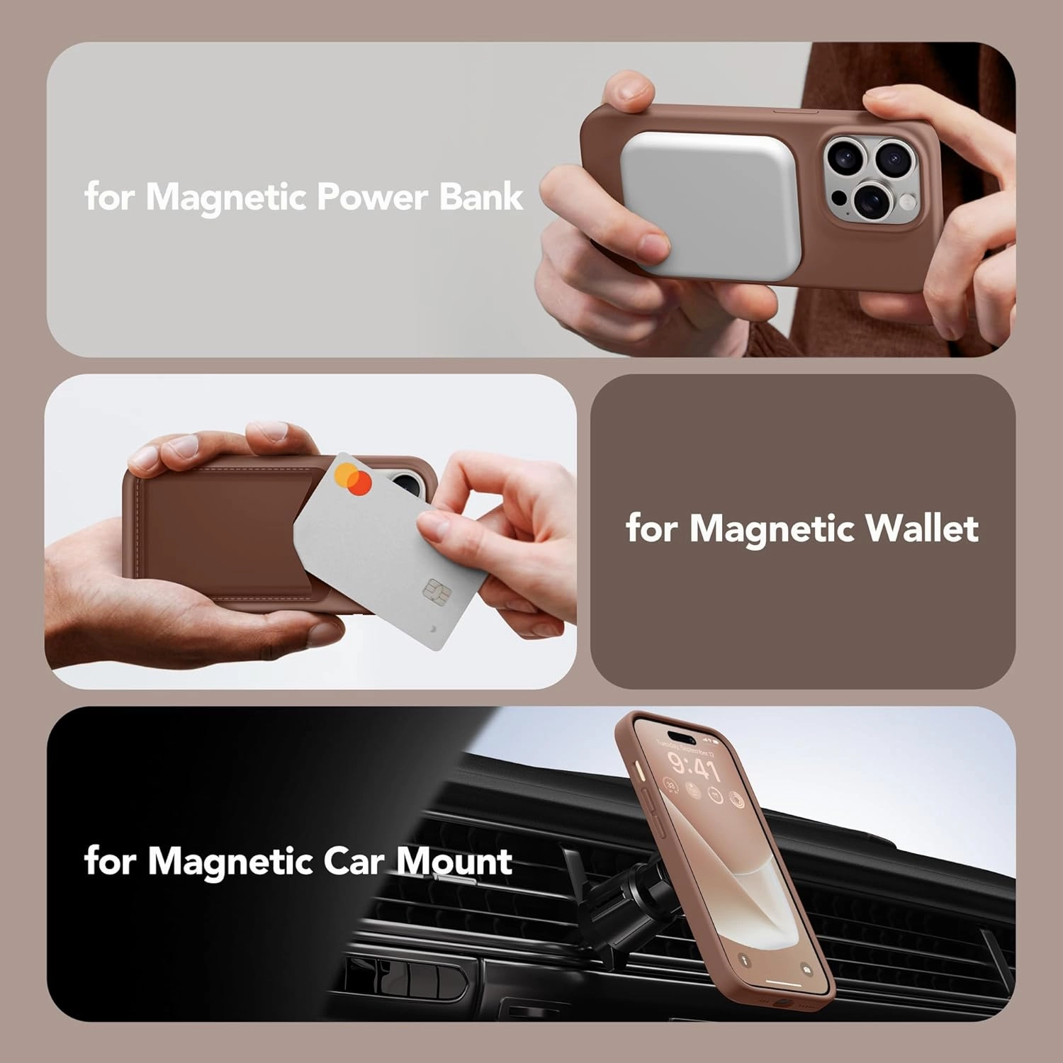 GONEZ for iPhone 14 Pro Case, Compatible with Magsafe, with Screen Protector   Camera Lens Protector, Soft Anti-Scratch Microfiber Lining, Shockproof Liquid Silicone Phone Cover, Brown