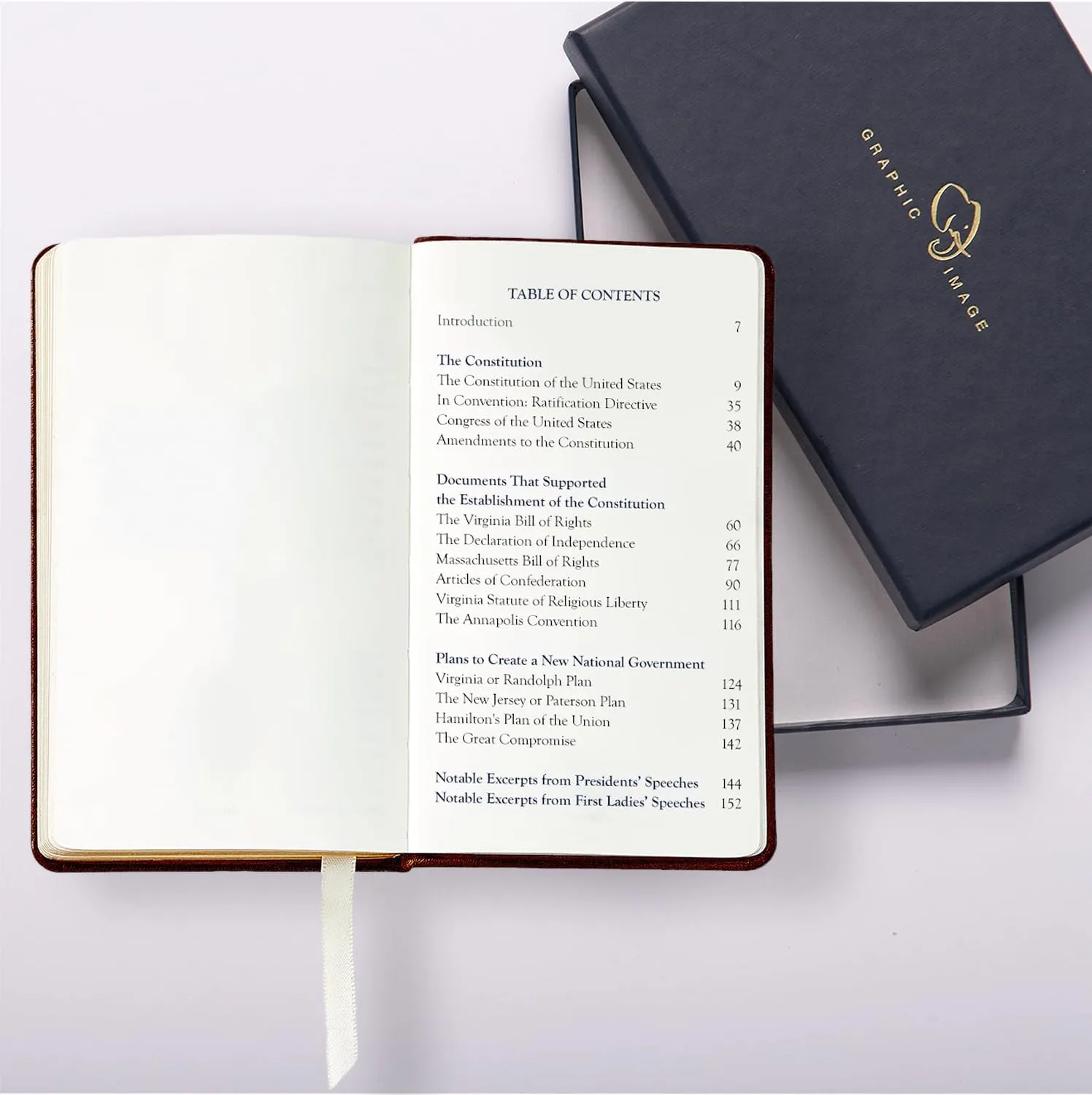 Graphic Image The United States Constitution and Related Documents | Published and Bound in the USA | Genuine Leather Soft Cover | Pocket Size, Black