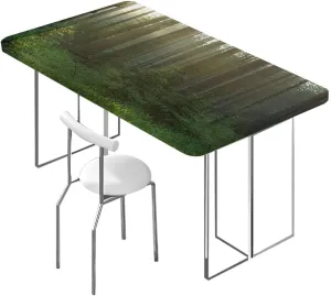 Green Brown Tablecloth for Folding Table Forest of Bushes Thick Trunks Table Cloth for Indoor Outdoor Picnic Parties Natural Forest Fits up 5 Foot Tables