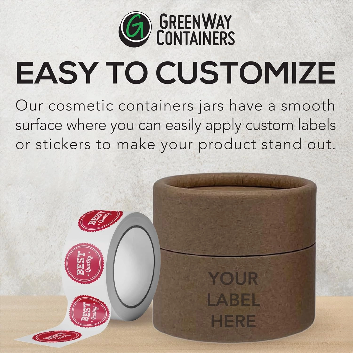 GreenWay 2oz / 60g Kraft Paperboard Empty Jars with Lids - 6 Pack Biodegradable Jars Refillable DIY Cosmetic Containers – Wax Lined Packaging Containers with Snug-Fitting Caps - Brown
