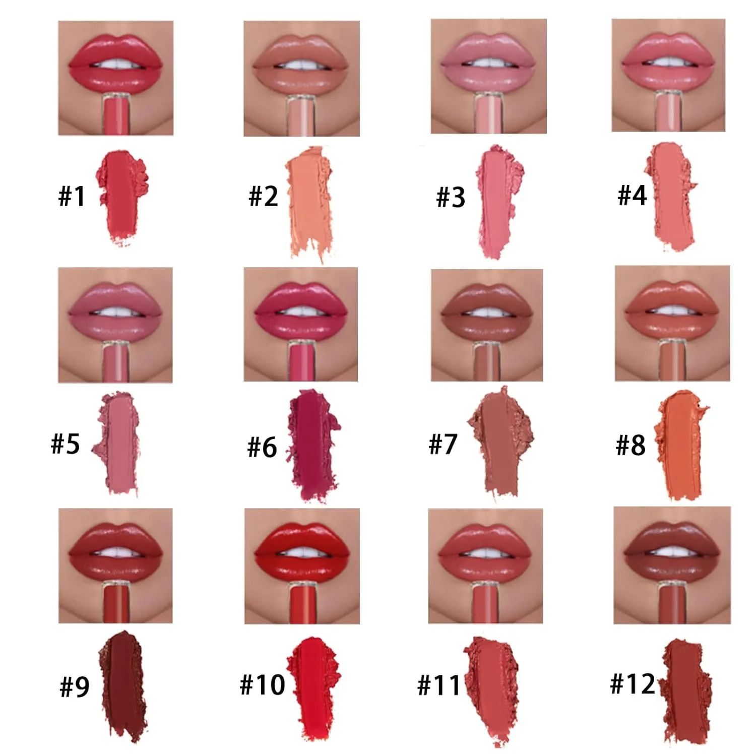 Hailnrothwad Lipstick, Brillo De Labios En Crema De Colores, 12 Colors Cream Texture Lipstick, Long-Lasting Moisturizing (#10)