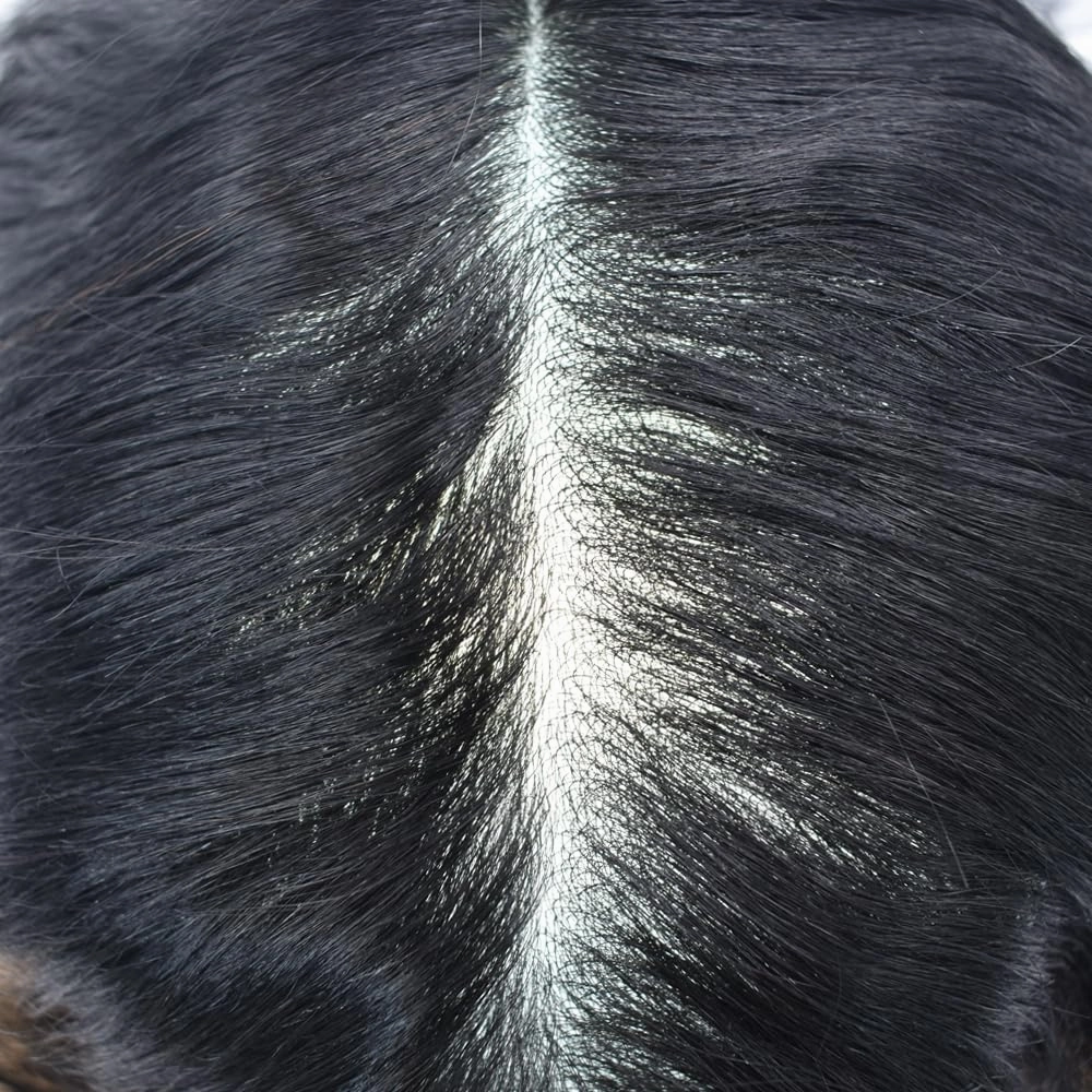Hair Toupee Replacement System For Mens Toupee Virgin Real Human Hair Piece Ultra 0.06 Skin Men Hairpiece Toupee Protesis Capilar Para Hombre 8''X10'' #1 Jet Black