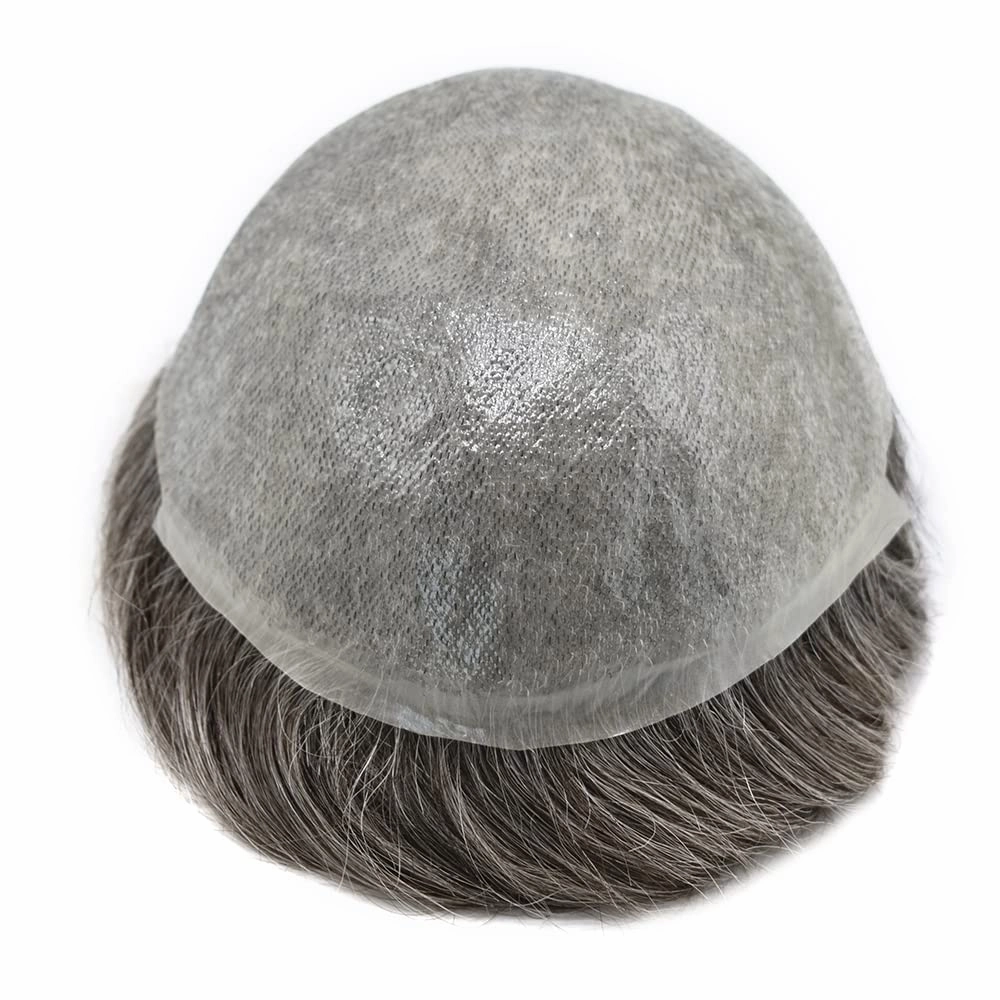 Hair Toupee Replacement System For Mens Toupee Virgin Real Human Hair Piece Ultra 0.06 Skin Men Hairpiece Toupee Protesis Capilar Para Hombre 8''X10'' #1B40#1B Off Black 40% Grey