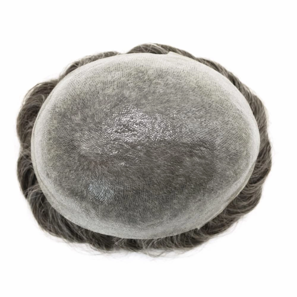 Hair Toupee Replacement System For Mens Toupee Virgin Real Human Hair Piece Ultra 0.06 Skin Men Hairpiece Toupee Protesis Capilar Para Hombre 8''X10'' #1B40#1B Off Black 40% Grey