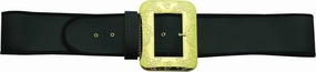 Halco Santa Belt with Decorative Cast Buckle Size XL 56-64 Black 3.5" Wide Naugahyde Gilt Buckle Prong 6 Eyelets Deluxe Quality