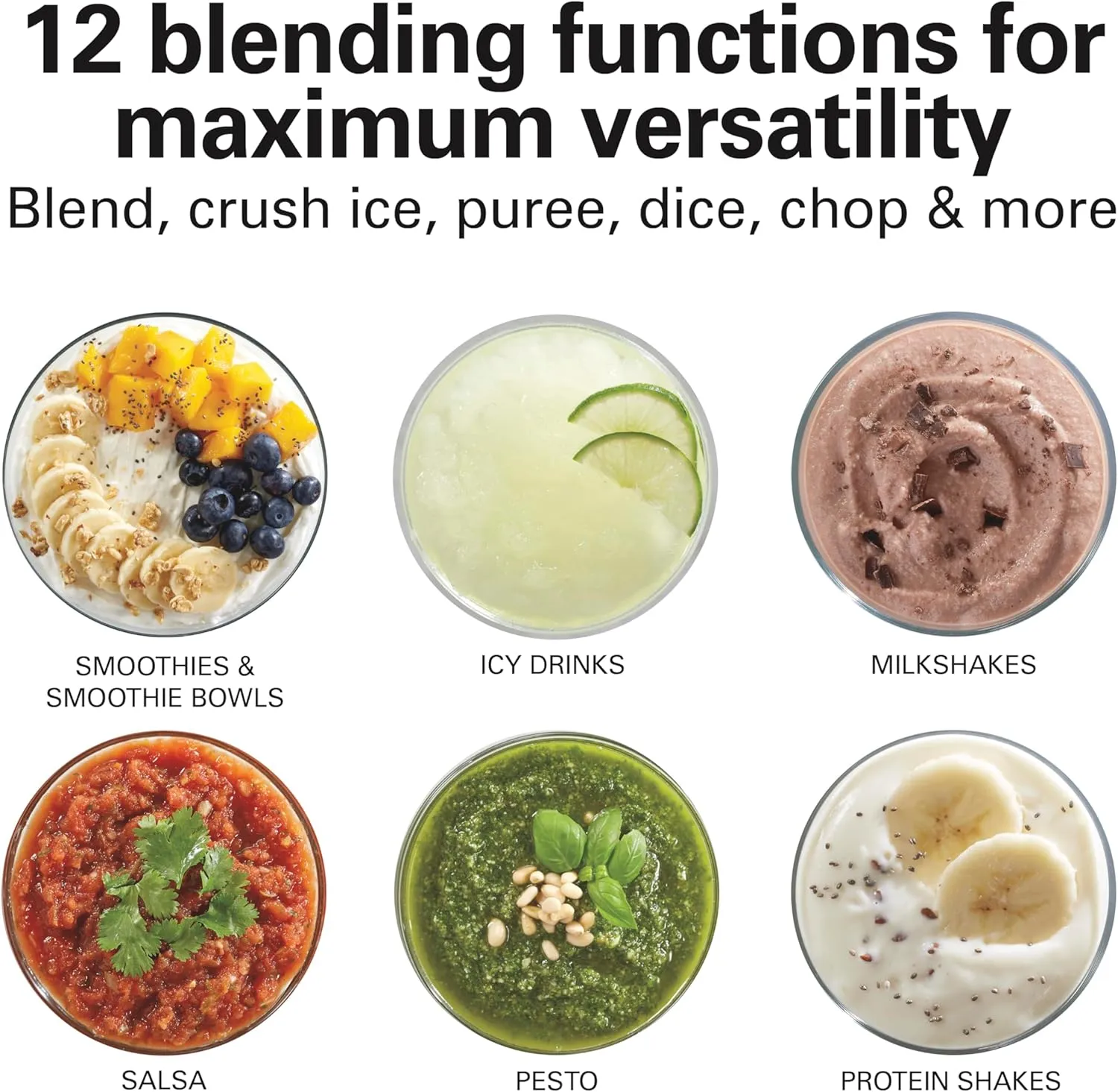 Hamilton Beach Power Elite Wave Action Blender For Smoothies, 40 Oz Glass Jar, 12 Functions Including Puree, Crush Ice, Black, 700 Watts, Black (58148A)