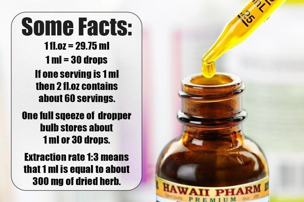 HawaiiPharm Witch Hazel Liquid Extract, Witch Hazel (Hamamelis Virginiana) Tincture, Herbal Supplement, Made in USA, 2 fl.oz