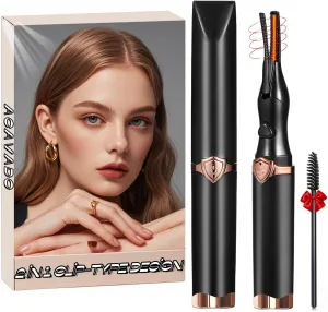 Heated Eyelash Curler - Fast Heat up in 8s - 3 Heat Modes with USB Rechargeable - Electric Eyelash Curlers - Natural Curling 24 Hours Long Lasting, Anti-Burn Eyelid, Black B1