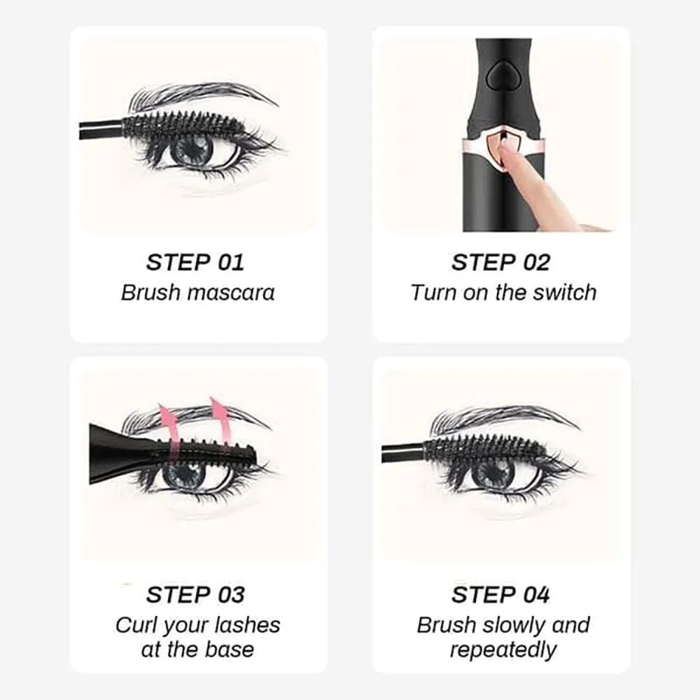 Heated Eyelash Curler for Women, Portable Eyelash Curler Eyelash, Mini Electric Eyelash Curler Rechargeable, Quick Curling Long-Lasting, Makeup Tools Gift for Women Girls (Black) (White)