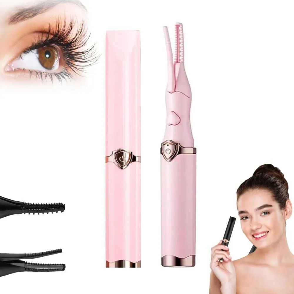 Heated Eyelash Curlers, 2025 Rechargeable Heated Eyelash Curler for Quick Heating Curling, 2 in 1 Electric Eyelash Curler for Instant Glam, Upgrade Electric Eyelash Curler with USB Cable (Pink 2pcs)