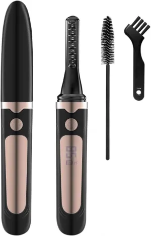Heated Eyelash Curlers - Electric Eyelash Curler with 4 Heating Modes Fast Heating 24-Hour Long-Lasting Styling Type-C Rechargeable with LED Display Makeup Tools for Women, Girls (Black)