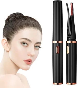 Heated Eyelash Curlers, Mini Electric Eyelash Curler 2 in 1 Clip-Type Eyelash Curler USB Rechargeable Eyelash Curler, Portable Makeup Heated Eyelash Curling with Eyelash for Women (Black-1)
