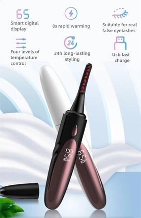 Heated Eyelash Curler, Eyelash Lift, Electric Eyelash Curler, Heats Up in 8 Seconds, Features 4 Heating Modes, Long Lasting 24 Hours, with LED Display (Black)