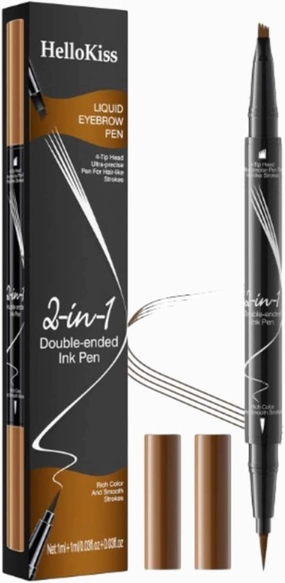 Hellokiss Liquid Eyebrow Pen, Microblading Eyebrow Pencil, Double Head Liquid Eyebrow Pencil, 2in 1 Liquid Eyebrow Pencil, Waterproof Natural Eyebrow Pen