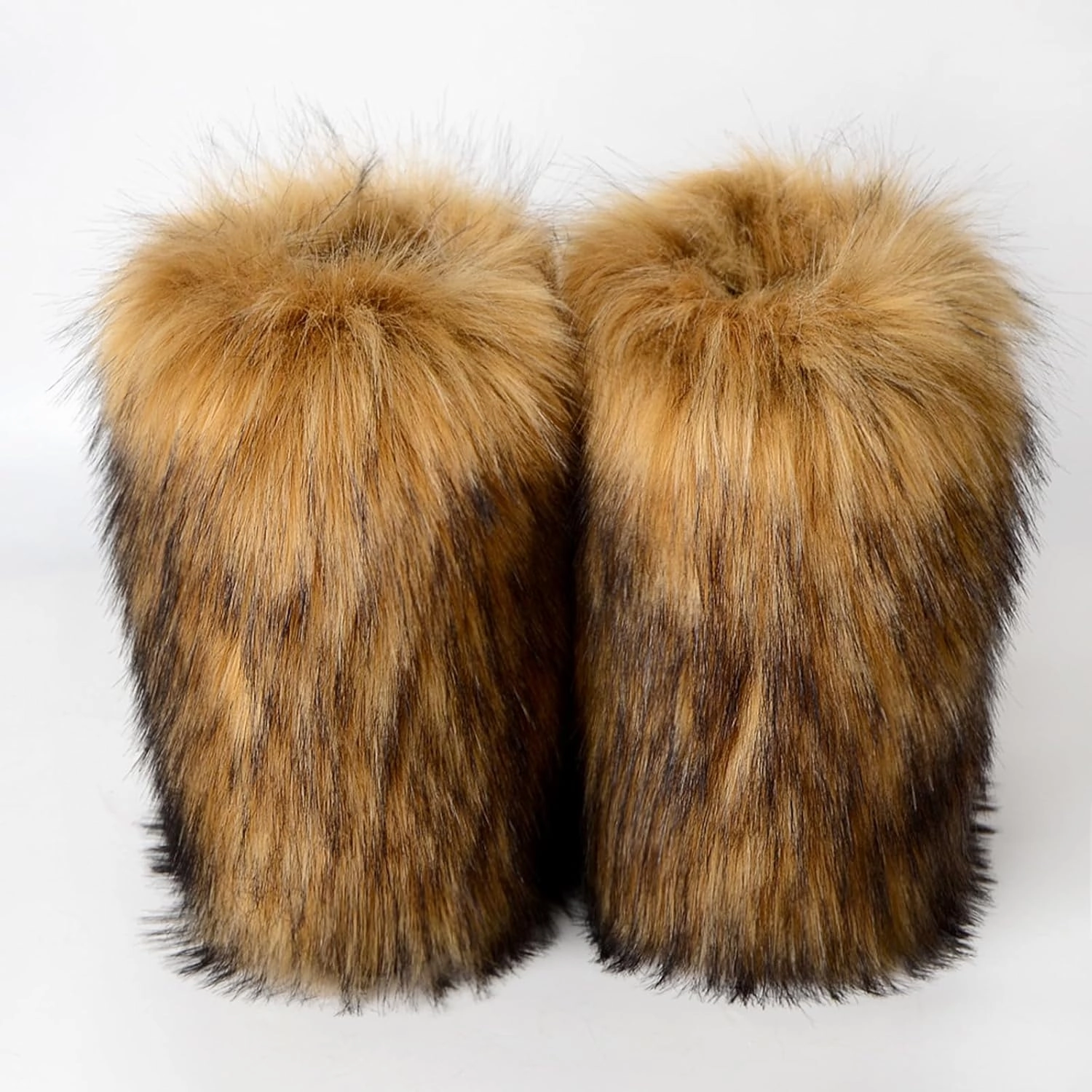 HINDOLA Womens Faux Fur Boots Fuzzy Fluffy Furry Round Toe Suede Boots Winter Comfy Plush Warm Snow Boots Comfortable Winter Ankle Booties Anti Slip Outdoor Indoor Flat Shoes