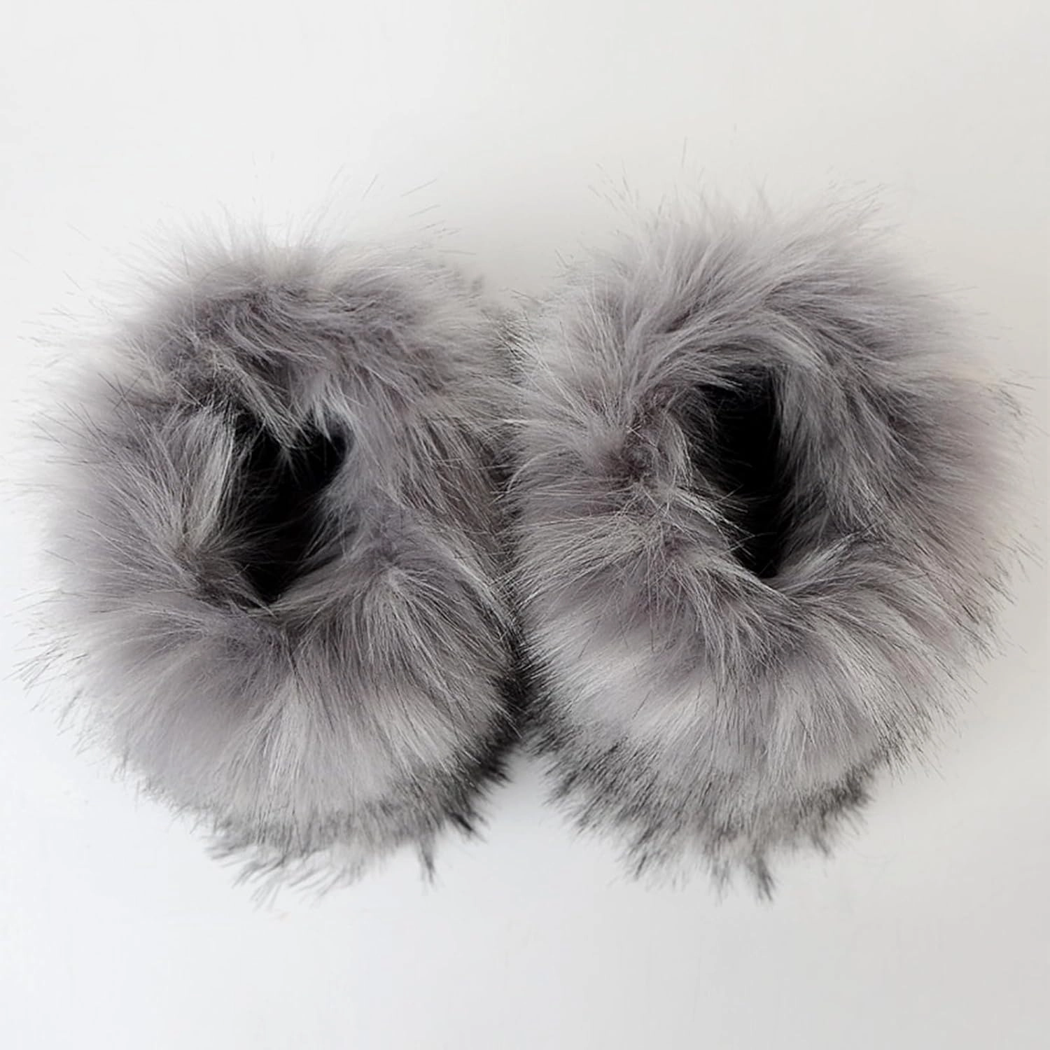 HINDOLA Womens Faux Fur Boots Fuzzy Fluffy Furry Round Toe Suede Boots Winter Comfy Plush Warm Snow Boots Comfortable Winter Ankle Booties Anti Slip Outdoor Indoor Flat Shoes