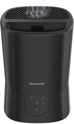 Honeywell Easy-to-Care Filter Free Warm Mist Humidifier, Medium Rooms, 1.5 Gallon Tank – Humidistat for Bedroom, Home or Office Black