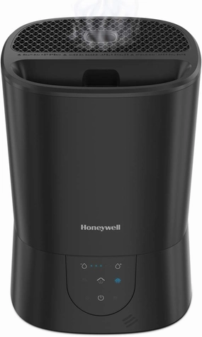 Honeywell Easy-to-Care Filter Free Warm Mist Humidifier, Medium Rooms, 1.5 Gallon Tank – Humidistat for Bedroom, Home or Office Black