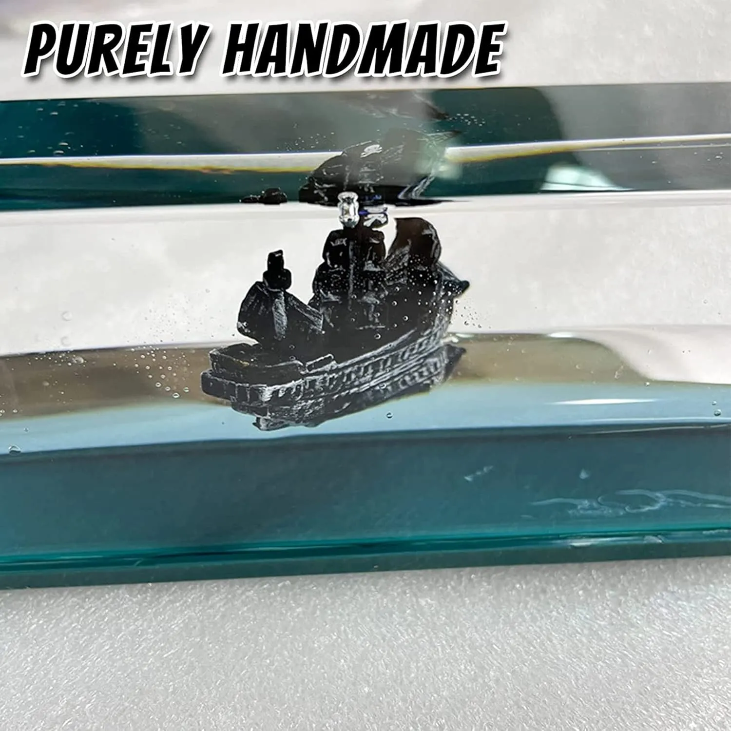 Honsheng Unsinkable Black Pearl Pirate Simulator Toy Wavey Boat in a Box Liquid Wave Cruise Fluid Ship Decoration Ornament for Car Decoration Paperweight Desk Toy Gifts