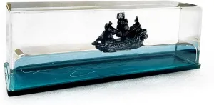 Honsheng Unsinkable Black Pearl Pirate Simulator Toy Wavey Boat in a Box Liquid Wave Cruise Fluid Ship Decoration Ornament for Car Decoration Paperweight Desk Toy Gifts