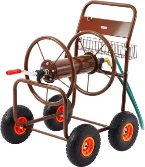 Hose Reel Cart, Garden Hose Cart with 4 Wheels, Heavy Duty Water Hose Reels for Outside, Hold Up to 300 ft of 5/8'' for Outdoor Lawn Yard