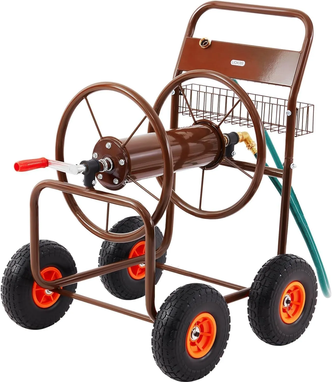 Hose Reel Cart, Garden Hose Cart with 4 Wheels, Heavy Duty Water Hose Reels for Outside, Hold Up to 300 ft of 5/8'' for Outdoor Lawn Yard
