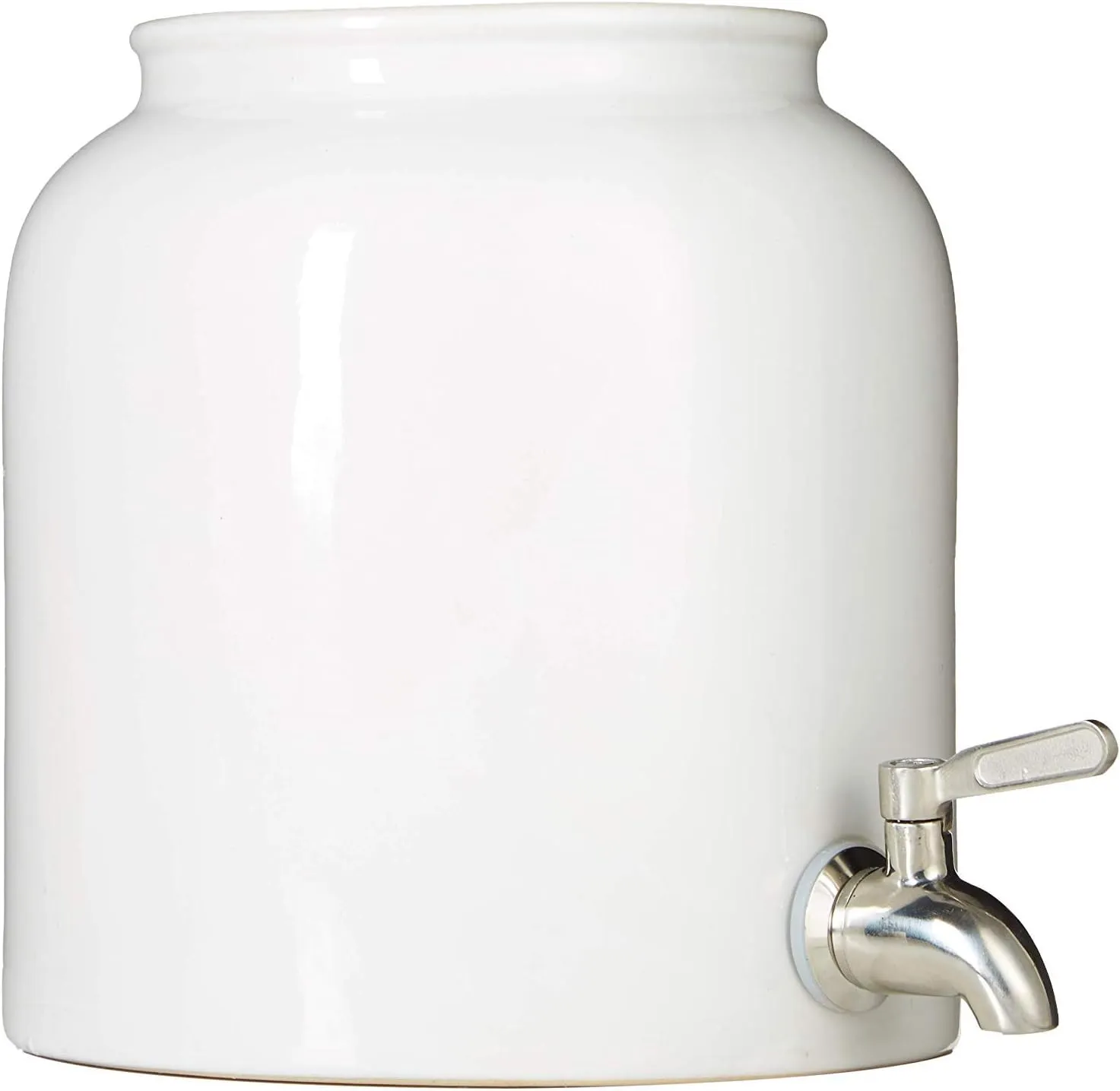 Humble House SAUERKROCK TAP Kombucha Crock with Stainless Steel Spigot and Cotton Cloth Cover - 5 Liter (1.3 Gallon) Ceramic Water Dispenser Jar in Classic Black for Continuous Brewing
