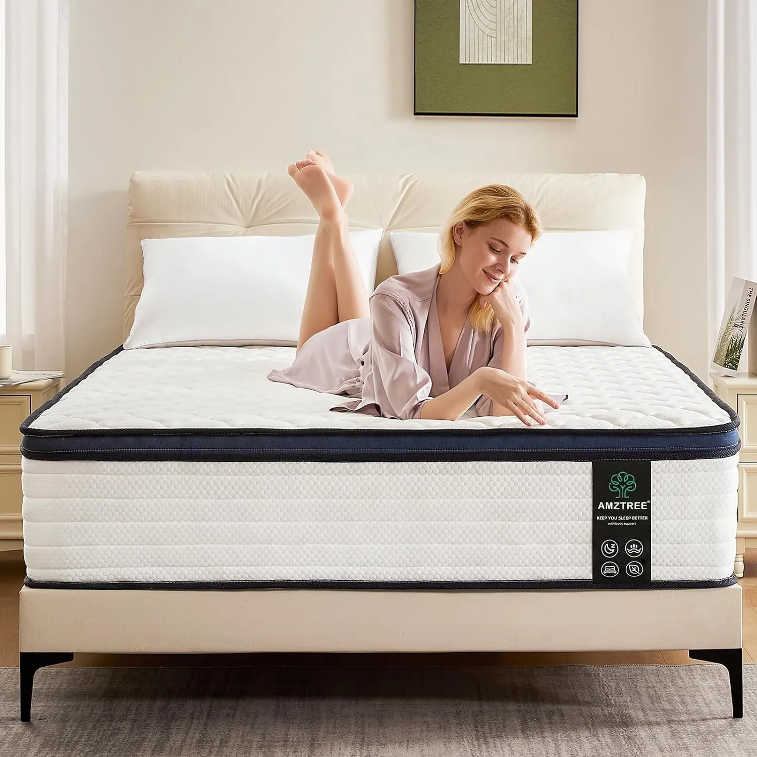 Hybrid Mattress King 14 Inch Mattress King Size - Memory Foam & Pocket Springs, Pressure Relief, Medium Firm Comfort, Motion Isolation, Ideal for All Sleep Positions, CertiPUR-US Certified