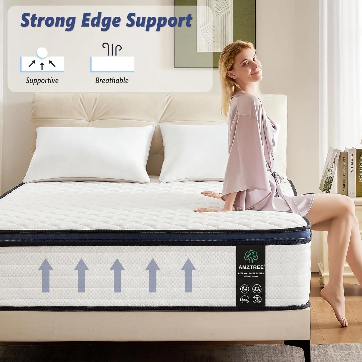 Hybrid Mattress King 14 Inch Mattress King Size - Memory Foam & Pocket Springs, Pressure Relief, Medium Firm Comfort, Motion Isolation, Ideal for All Sleep Positions, CertiPUR-US Certified