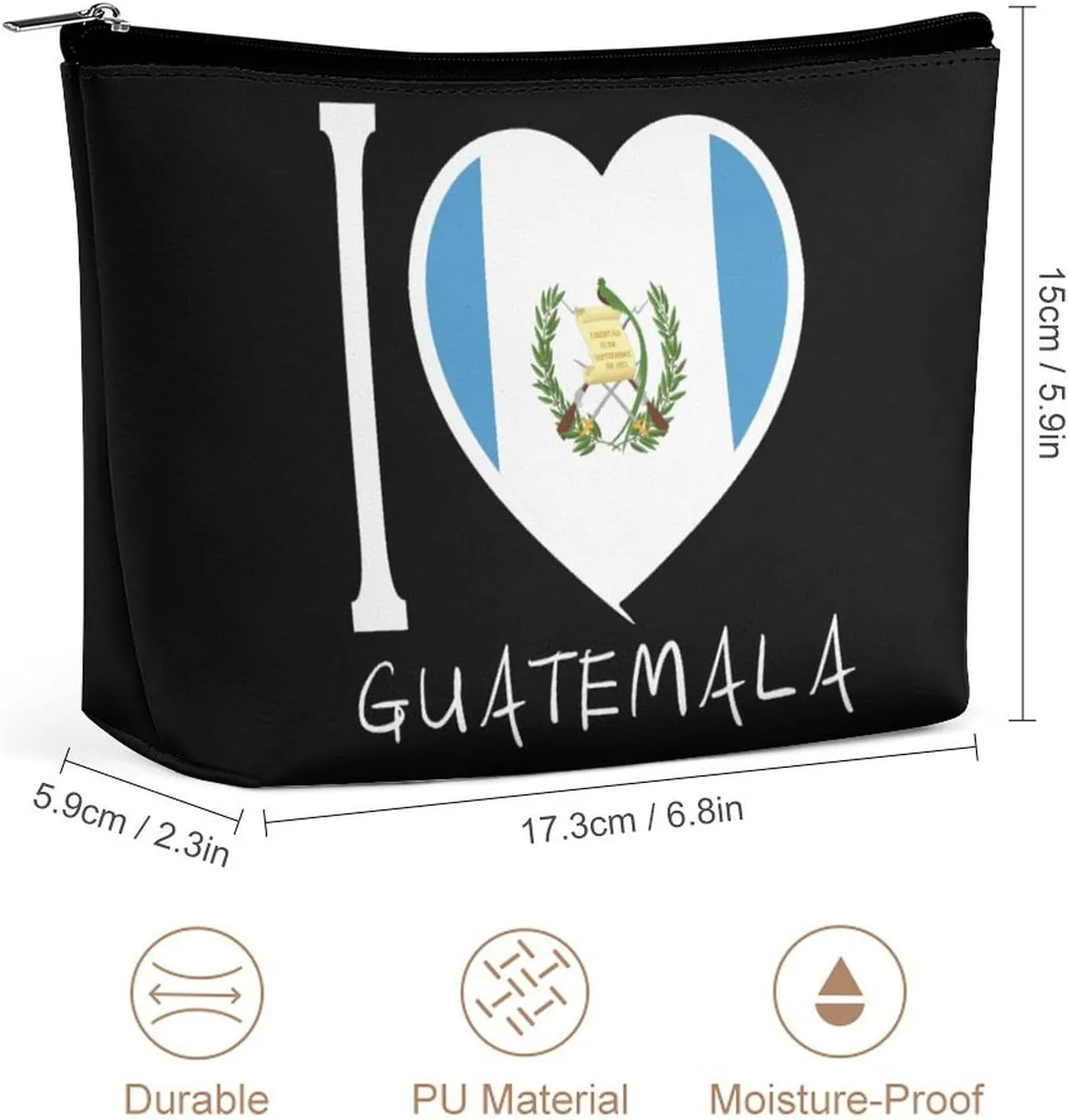 I Love Guatemala Cosmetic Bag Travel Portable Makeup Bag Large Capacity Toiletry Bag Women Storage Bags-3