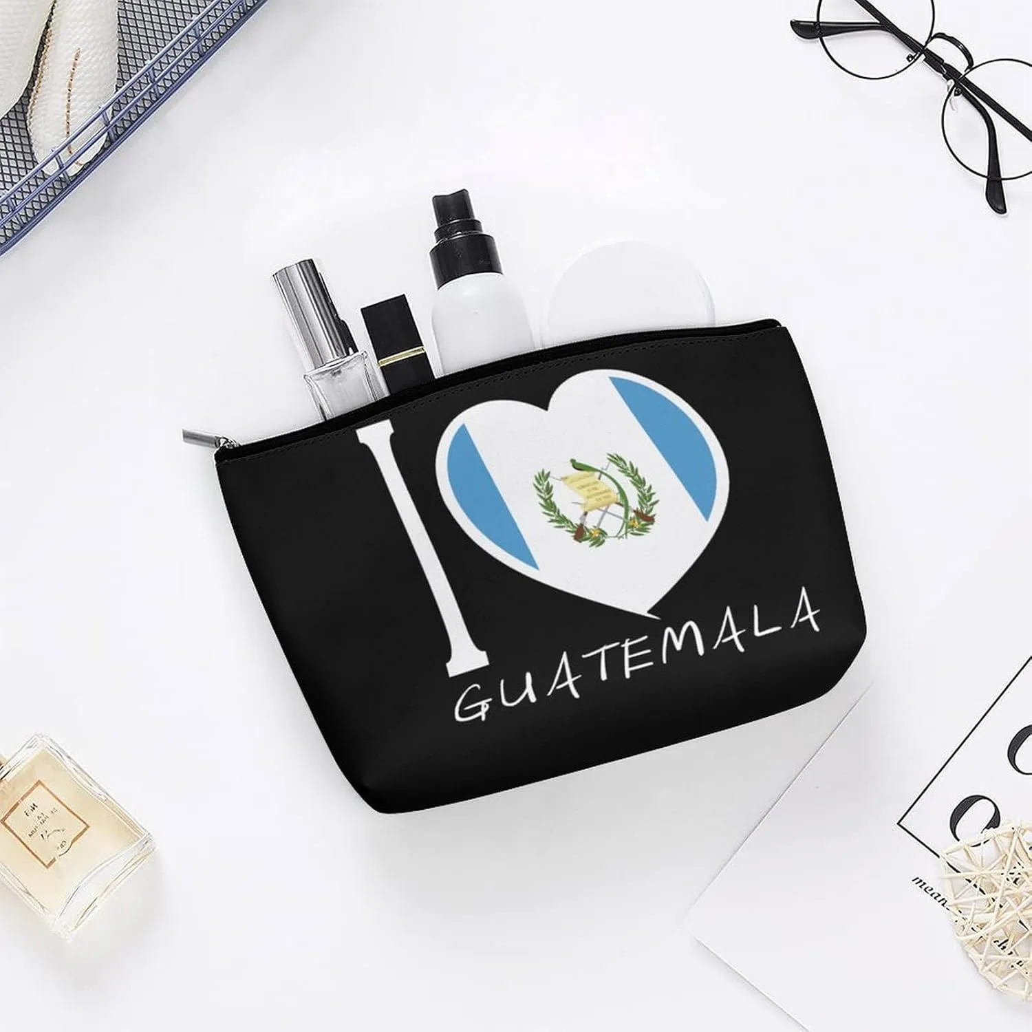 I Love Guatemala Cosmetic Bag Travel Portable Makeup Bag Large Capacity Toiletry Bag Women Storage Bags-3