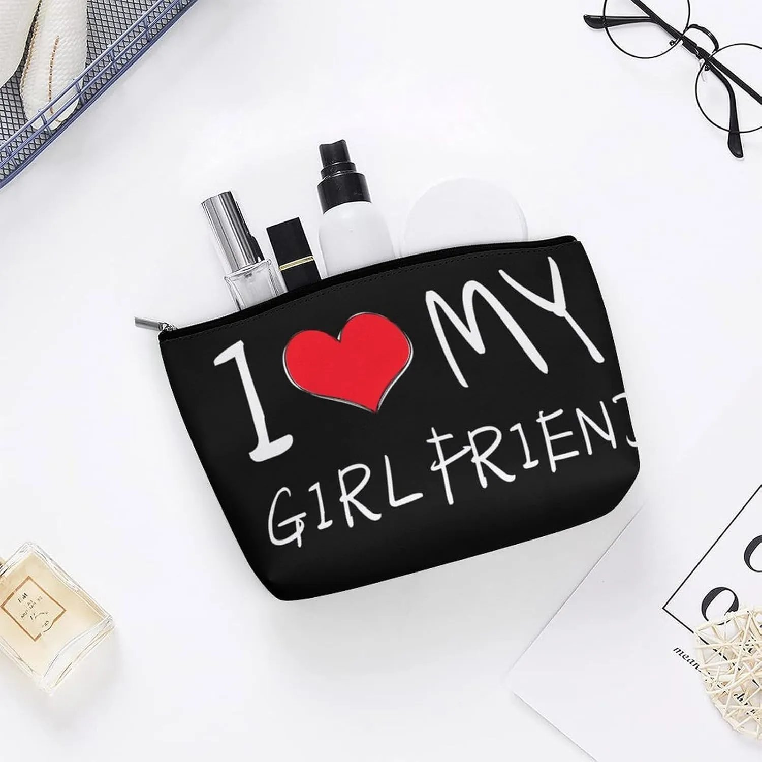 I Love My Girlfriend Cosmetic Bag Travel Portable Makeup Bag Large Capacity Toiletry Bag Women Storage Bags-3