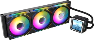 ICEBERG Legend 360 Ultra-Performance Gaming PC aRGB Liquid Cooling with a Full LCD Screen, a Water Cooler for CPU Intel or AMD with 360mm Radiator, and Three RGB 120mm Fans (Black)