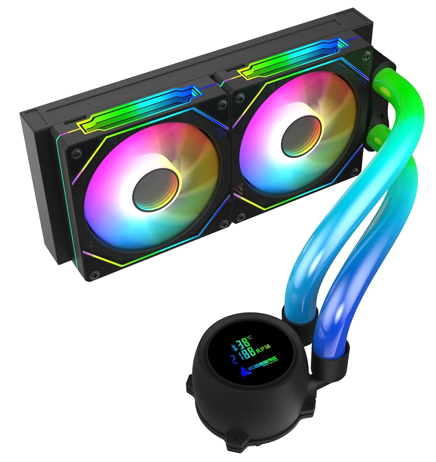 Iceberg Maximus 240 high-Performance Gaming PC aRGB Liquid Cooling, Water Cooler for CPU Intel or AMD with 240mm Radiator and Two RGB 120mm Fans (Black)