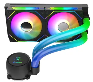 Iceberg Maximus 240 high-Performance Gaming PC aRGB Liquid Cooling, Water Cooler for CPU Intel or AMD with 240mm Radiator and Two RGB 120mm Fans (Black)