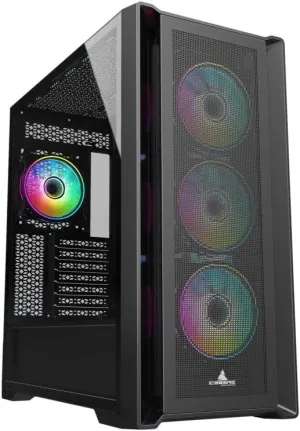 Iceberg Titan M16 Plus Extended ATX (eATX) Full Tower Gaming PC Case Full-Side Tempered Glass Seven (7) Included aRGB Fans (Black)