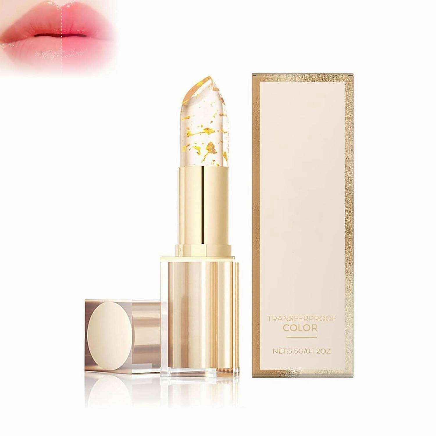 Imaginaryl Lip Color, Imaginary Lipstick, Women'S Gold Foil Color Changing Anti-Smudge Lipstick，Long Lasting 24 Hours, Deep Nourishment (1pc)