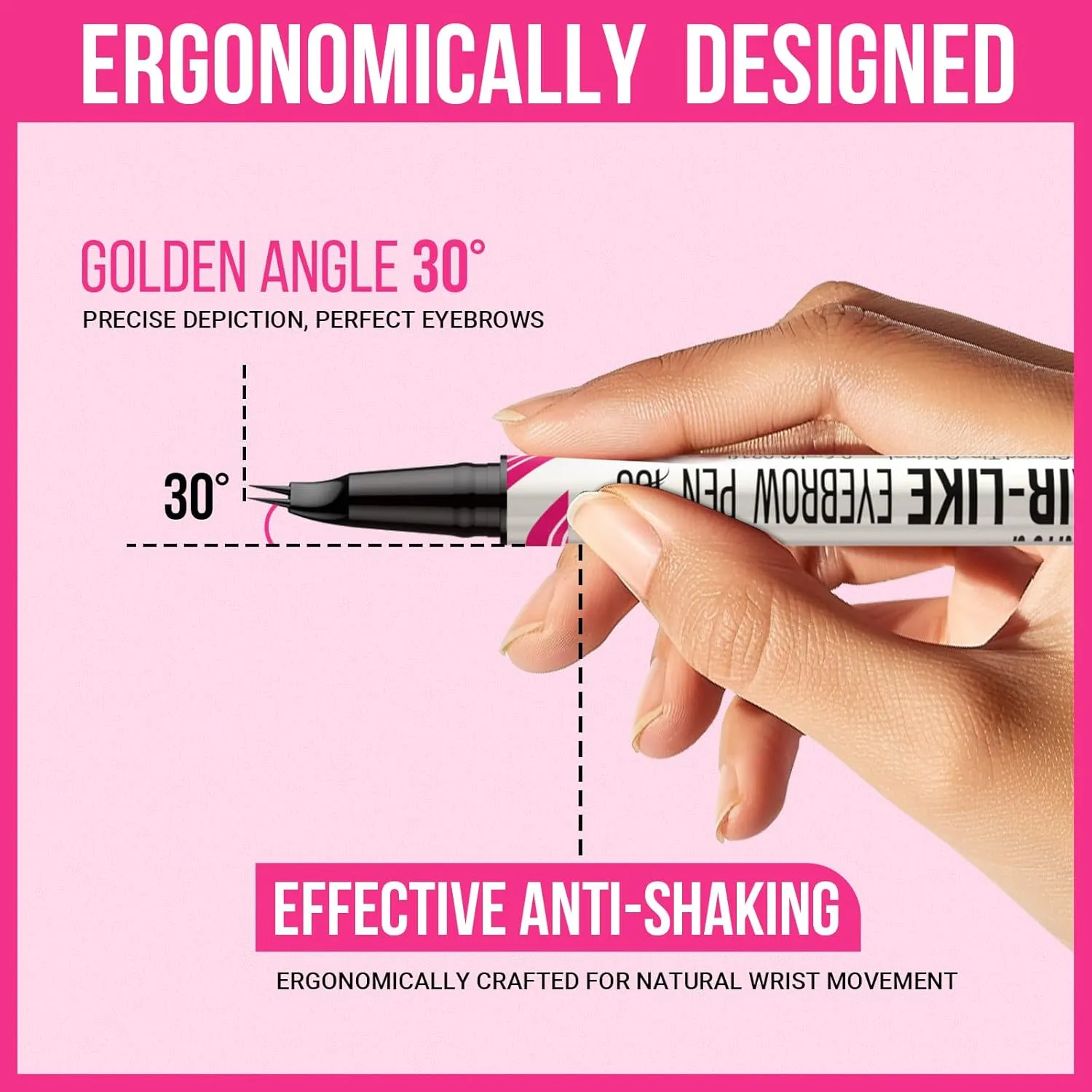 iMethod Curved Eyebrow Pen - 2-in-1 Dual-Ended Microblading Eyebrow Pencil with Curved Tip and Precise Brush-Tip, Brow Pen for Natural Hair-Like Brows, Lasts All-Day, Brown