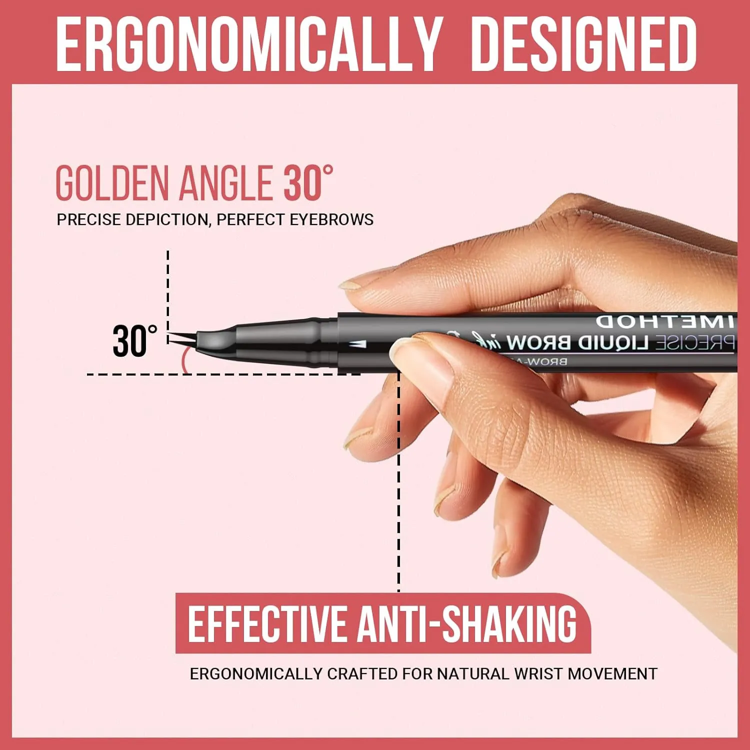 iMethod Curved Eyebrow Pen - Eyebrow Pencil, Brow Pencil 2-in-1 Dual-Ended Microblading Eyebrow Pen with Micro-Fork-Tip and Precise Brush-Tip Create Natural Hair-Like Brows, Last All-Day, Brown