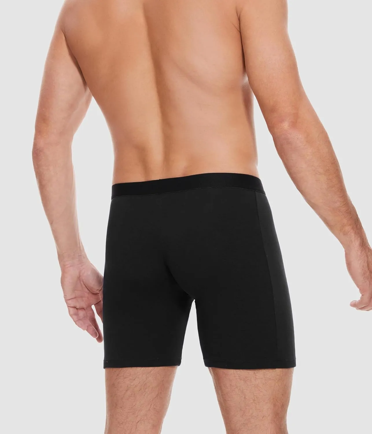 Incontinence Underwear Long Leg For Men, 100ML Absorbent Cotton Washable Leak-Proof Reusable Boxer Brief 3 Pack (Black, XX-Large)