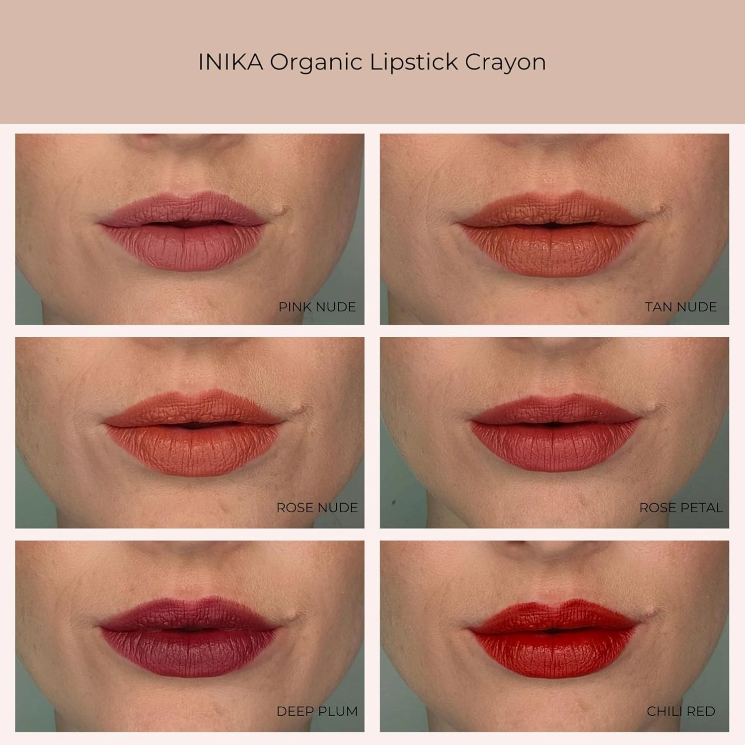 INIKA Organic Long Lasting Lipstick Crayon with Vegan Lipstick and Organic Lip Liner, Hypoallergenic, Cruelty-Free, Matte Finish, Enriched with Vitamin E and Coconut Oil, Pink Nude, 3 g