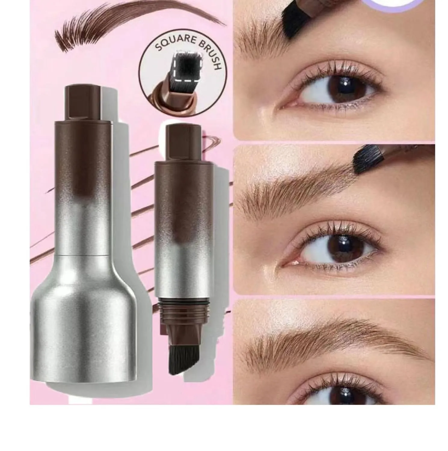 Instant Brow Brush, Brow Brush, Eyebrow Brush, Brow-Fection, Waterproof & Smudge-Proof Liquid Eyebrow Brush, Square Brush for Natural Brow (Auburn*2pcs)