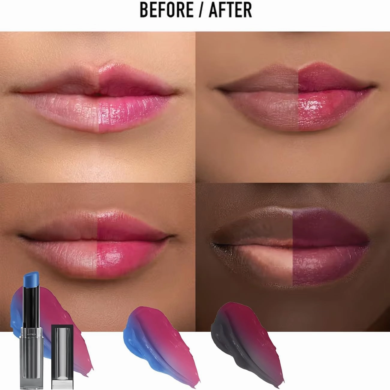 Instaph Lipstick, Instaph Lip Stain, Long Lasting Moisturizing Ph Changing Lipstick For Women, Temperature Lip Gloss/Balm (Mix, One Size)