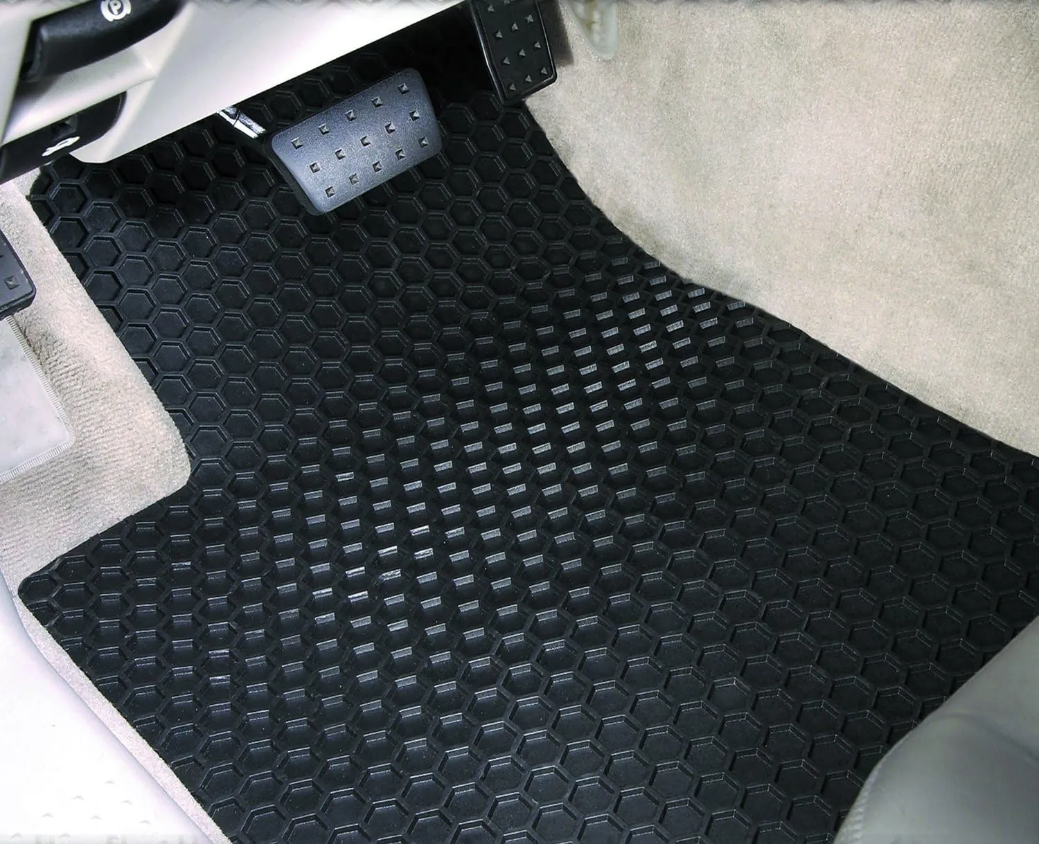 Intro-Tech JP-110F-RT-B HexoMats Front Row 2 pc. Custom Fit Auto Floor Mats for Select Jeep CJ-5 Models - Rubber-Like Compound, Black