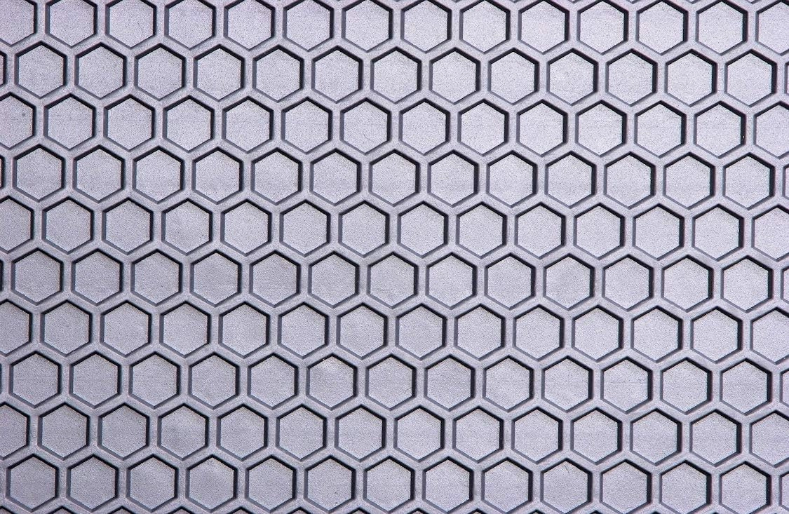 Intro-Tech Hexomat Front Row Custom Floor Mat for Select Chevrolet Van - Full Size Models - Rubber-like Compound (Gray)