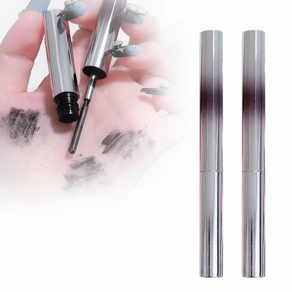 Iron Wand Mascara, Upgraded Waterproof Black Washable Metal Mascara, Metal Rod Mascaras, Long Lasting Lash Extensions Mascaras, Metals Wand Mascar, 3D Curling Eyelash Iron Mascar (Black-2pcs)