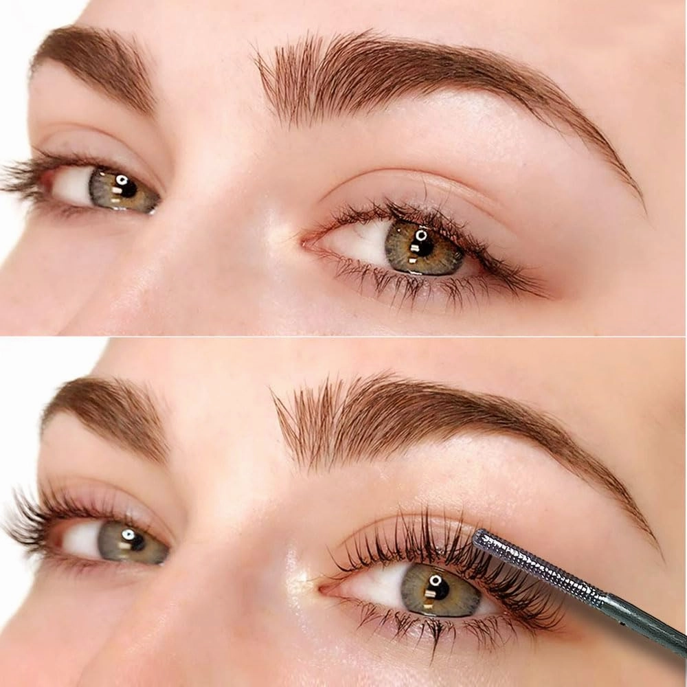 Iron Wand Mascara, Upgraded Waterproof Black Washable Metal Mascara, Metal Rod Mascaras, Long Lasting Lash Extensions Mascaras, Metals Wand Mascar, 3D Curling Eyelash Iron Mascar (Brown-2pcs)