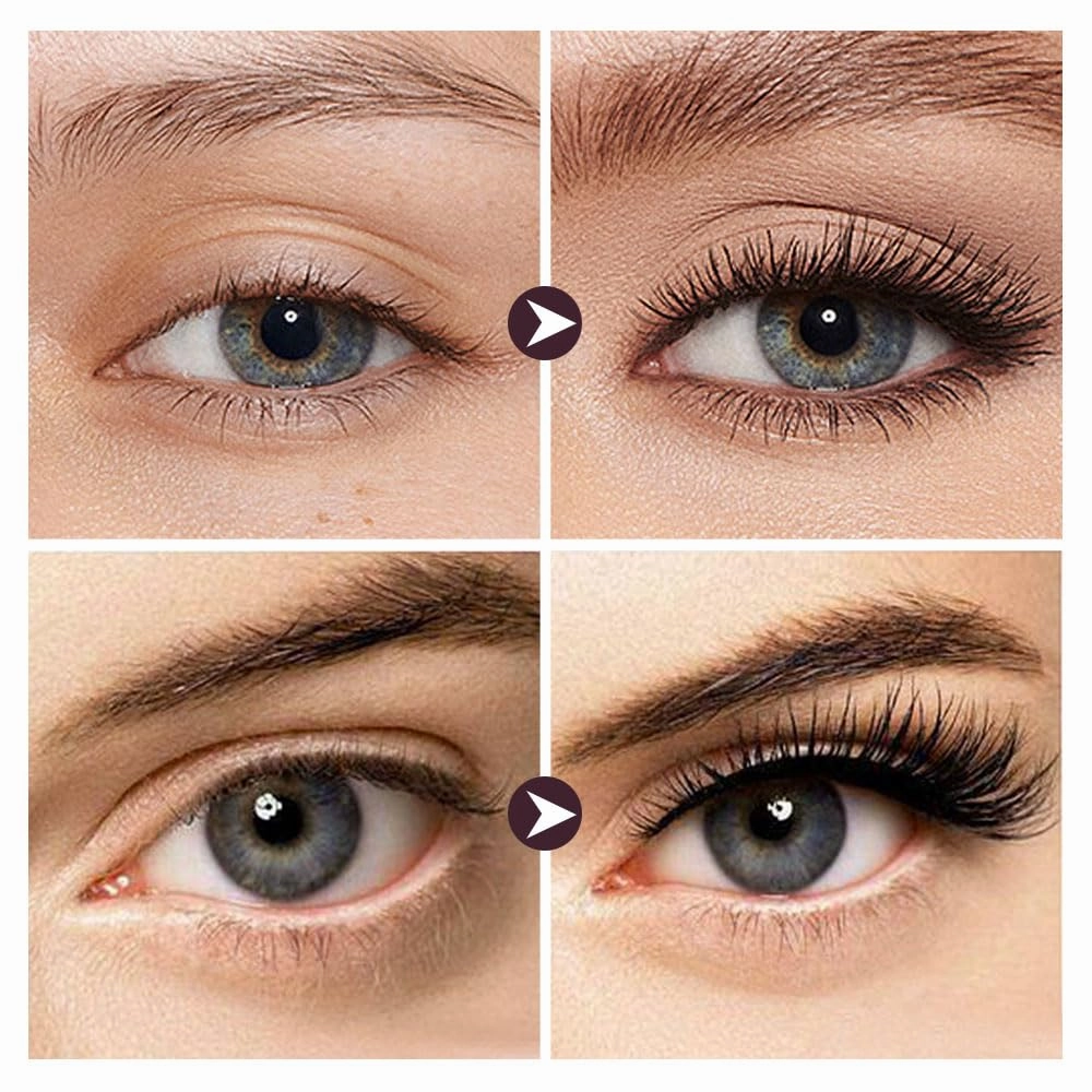 Iron Wand Mascara, Upgraded Waterproof Black Washable Metal Mascara, Metal Rod Mascaras, Long Lasting Lash Extensions Mascaras, Metals Wand Mascar, 3D Curling Eyelash Iron Mascar (Brown-2pcs)