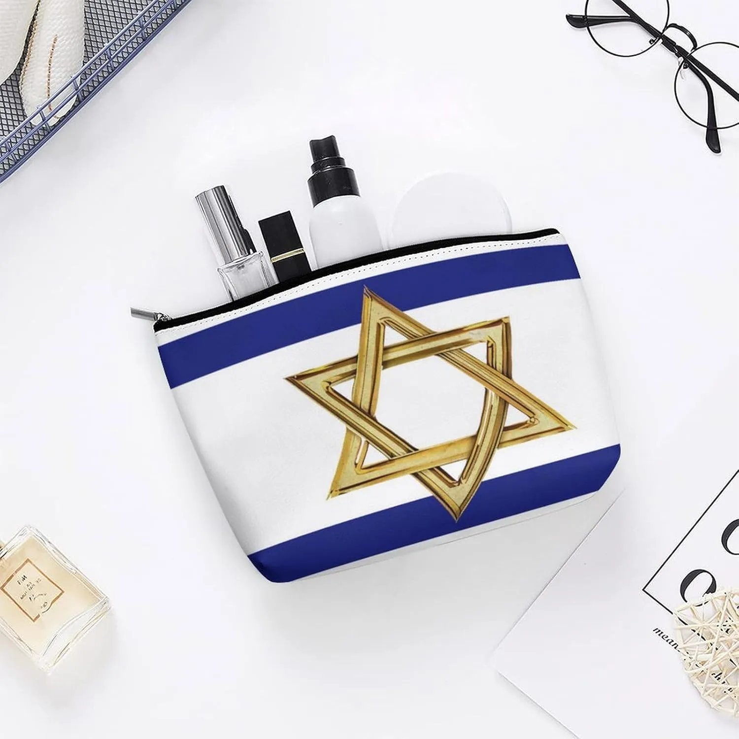Israel Flags Cosmetic Bag Travel Portable Makeup Bag Large Capacity Toiletry Bag Women Storage Bags-3