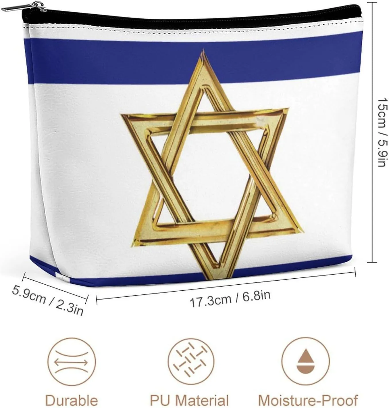 Israel Flags Cosmetic Bag Travel Portable Makeup Bag Large Capacity Toiletry Bag Women Storage Bags-3